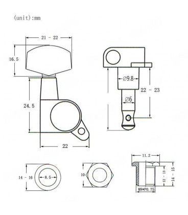 KERA AUDIO DSF-AE SILVER  3+3 KLUCZE OLEJOWE DWUSTRONNE DO GITARY AKUSTYCZNEJ ELEKTRYCZNEJ