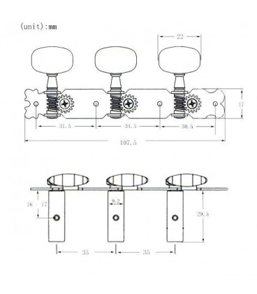KERA AUDIO MGP-16 (ZŁOTE) KLUCZE DO GITARY KLASYCZNEJ