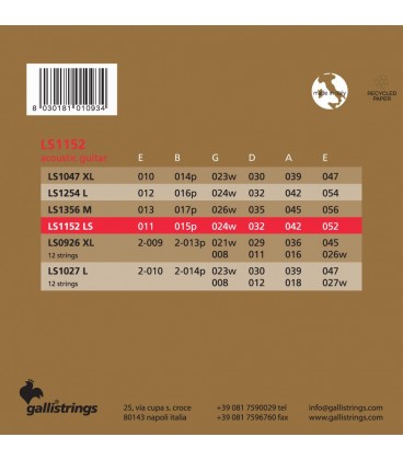 GALLI LS1152 STRUNY DO GITARY AKUSTYCZNEJ 11-52 PHOSPHORE BRONZE LIGHT SPECIAL