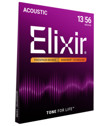 Elixir 16102 struny do gitary akustycznej NANOWEB Phosphor Bronze 13-56 MEDIUM