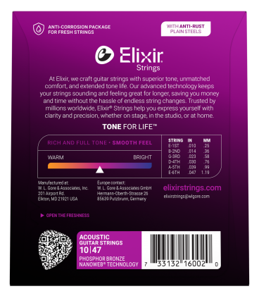 Elixir 16002 NANOWEB Phosphor Bronze 10-47 EXTRA LIGHT