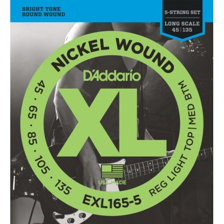 D'Addario EXL165-5 struny do gitary basowej 5-strunowej 45-135