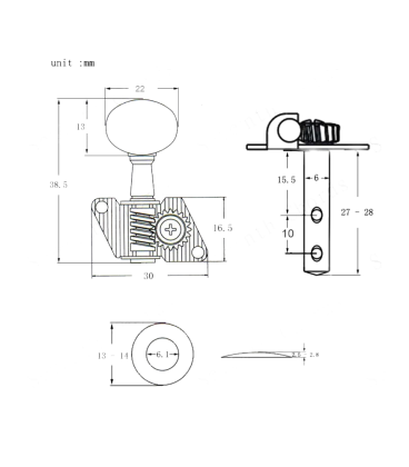 KERA AUDIO FTSK-3R3L/WH (3+3) KLUCZE DO GITARY AKUSTYCZNEJ